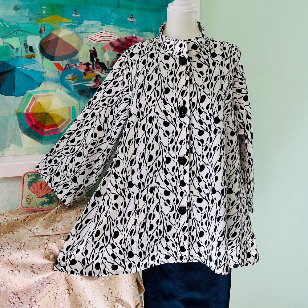 Swing by Brooke Black & White Geometric Jacket – Size M, Evening Chic
